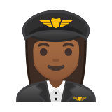 Woman Pilot Emoji with Medium-Dark Skin Tone, Google style