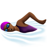 Woman Swimming Emoji with Medium-Dark Skin Tone, Apple style