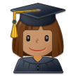 Woman Student Emoji with Medium Skin Tone, Samsung style