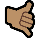 Call Me Hand Emoji with Medium Skin Tone, Microsoft style
