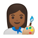 Woman Artist Emoji with Medium-Dark Skin Tone, Google style