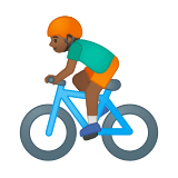 Man Biking Emoji with Medium-Dark Skin Tone, Google style