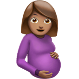 Pregnant Woman Emoji with Medium Skin Tone, Apple style