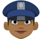 Woman Police Officer Emoji with Medium-Dark Skin Tone, Facebook style