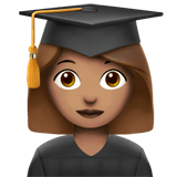 Woman Student Emoji with Medium Skin Tone, Apple style