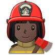Woman Firefighter Emoji with Dark Skin Tone, Samsung style