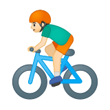 Man Biking Emoji with Light Skin Tone, Google style