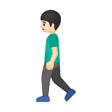 Man Walking Emoji with Light Skin Tone, Google style