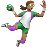 Woman Playing Handball Emoji with Medium Skin Tone, Apple style