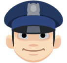 Man Police Officer Emoji with Light Skin Tone, Facebook style