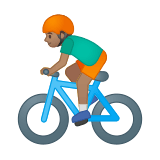 Man Biking Emoji with Medium Skin Tone, Google style