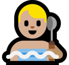 Man in Steamy Room Emoji with Medium-Light Skin Tone, Microsoft style
