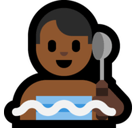 Man in Steamy Room Emoji with Medium-Dark Skin Tone, Microsoft style
