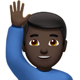 Man Raising Hand Emoji with Dark Skin Tone, Apple style