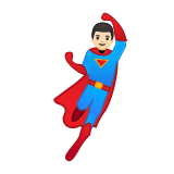 Man Superhero Emoji with Light Skin Tone, Google style