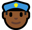 Man Police Officer Emoji with Medium-Dark Skin Tone, Microsoft style