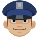 Man Police Officer Emoji with Medium-Light Skin Tone, Facebook style