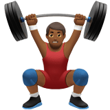 Man Lifting Weights Emoji with Medium-Dark Skin Tone, Apple style
