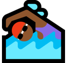 Woman Swimming Emoji with Medium-Dark Skin Tone, Microsoft style