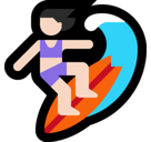 Woman Surfing Emoji with Light Skin Tone, Microsoft style