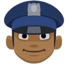 Man Police Officer Emoji with Medium-Dark Skin Tone, Facebook style