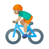 Man Biking Emoji with Medium-Light Skin Tone, Google style