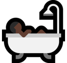 Person Taking Bath Emoji with Dark Skin Tone, Microsoft style