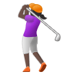 Woman Golfing Emoji with Dark Skin Tone, Samsung style