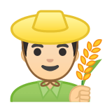 Man Farmer Emoji with Light Skin Tone, Google style