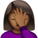 Woman Facepalming Emoji with Medium-Dark Skin Tone, Apple style