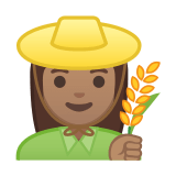Woman Farmer Emoji with Medium Skin Tone, Google style