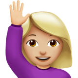 Person Raising Hand Emoji with Medium-Light Skin Tone, Apple style
