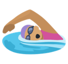 Woman Swimming Emoji with Medium Skin Tone, Facebook style