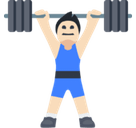 Man Lifting Weights Emoji with Light Skin Tone, Facebook style