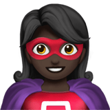 Woman Superhero Emoji with Dark Skin Tone, Apple style