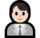 Man Office Worker Emoji with Light Skin Tone, Microsoft style