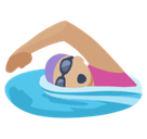 Woman Swimming Emoji with Medium-Light Skin Tone, Facebook style