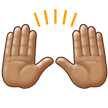 Raising Hands Emoji with Medium Skin Tone, Samsung style