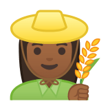 Woman Farmer Emoji with Medium-Dark Skin Tone, Google style