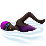 Woman Swimming Emoji with Dark Skin Tone, Apple style