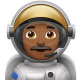 Man Astronaut Emoji with Medium-Dark Skin Tone, Apple style