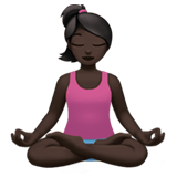Woman in Lotus Position Emoji with Dark Skin Tone, Apple style