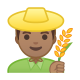 Man Farmer Emoji with Medium Skin Tone, Google style