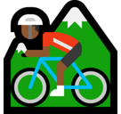 Person Mountain Biking Emoji with Medium-Dark Skin Tone, Microsoft style