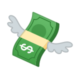 Money with Wings Emoji, Google style