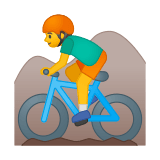 Person Mountain Biking Emoji, Google style