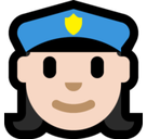Woman Police Officer Emoji with Light Skin Tone, Microsoft style