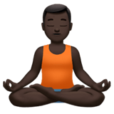 Man in Lotus Position Emoji with Dark Skin Tone, Apple style