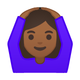 Woman Gesturing Ok Emoji with Medium-Dark Skin Tone, Google style