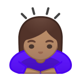 Woman Bowing Emoji with Medium Skin Tone, Google style